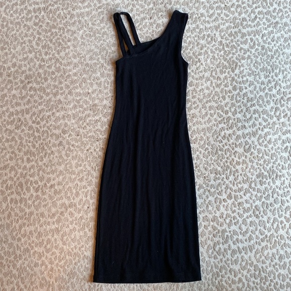 LNA Black Ziniti Ribbed Asymmetric Knit Mini Dress, size XS - Picture 7 of 8